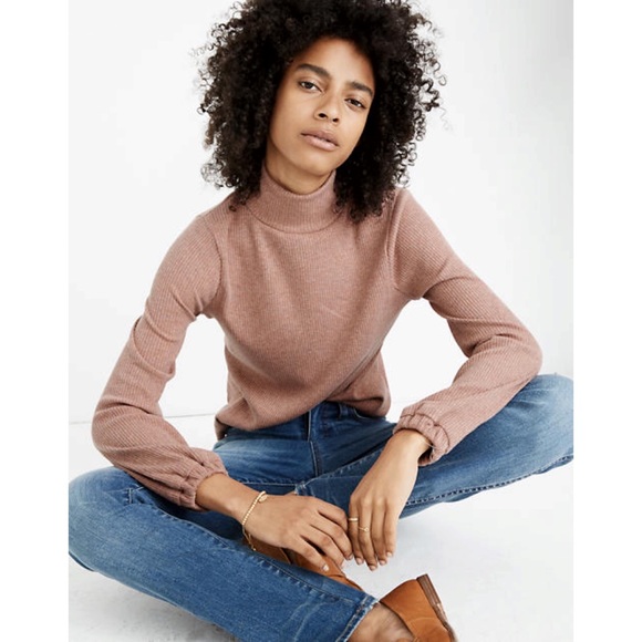 Madewell Tops - Madewell Heathered Rose Rib Knit Turtleneck